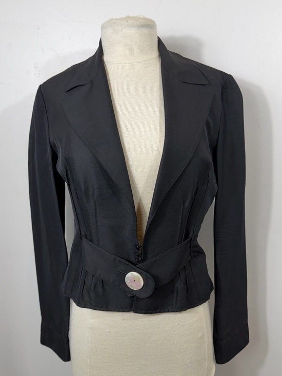 Valentino Jackets & Blazers - Vintage Valentino Boutique Black Silk Cropped Blazer Jacket Italy US Small